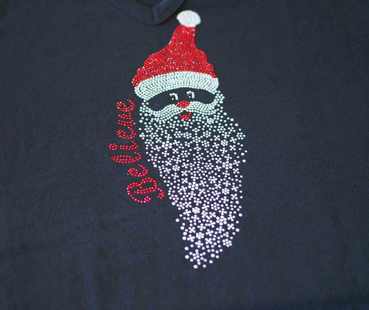 Rhinestone Short Sleeve V-Necks - Believe